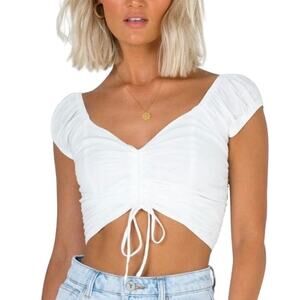 Princess Polly Darshan Cropped Cinched White Milkmaid Top Size 0